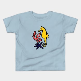 Seahorse and coral illustration Kids T-Shirt